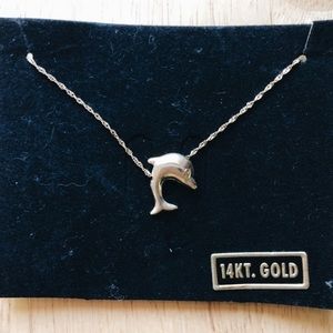 14K Gold necklace, Dolphin Necklace